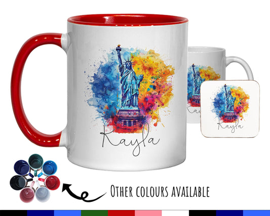 Personalised New York Gift Mug - Ceramic Coffee Tea Hot Chocolate Mug Gift NYC City Lovers - Secret Santa Gift USA Statue of Liberty MG0875