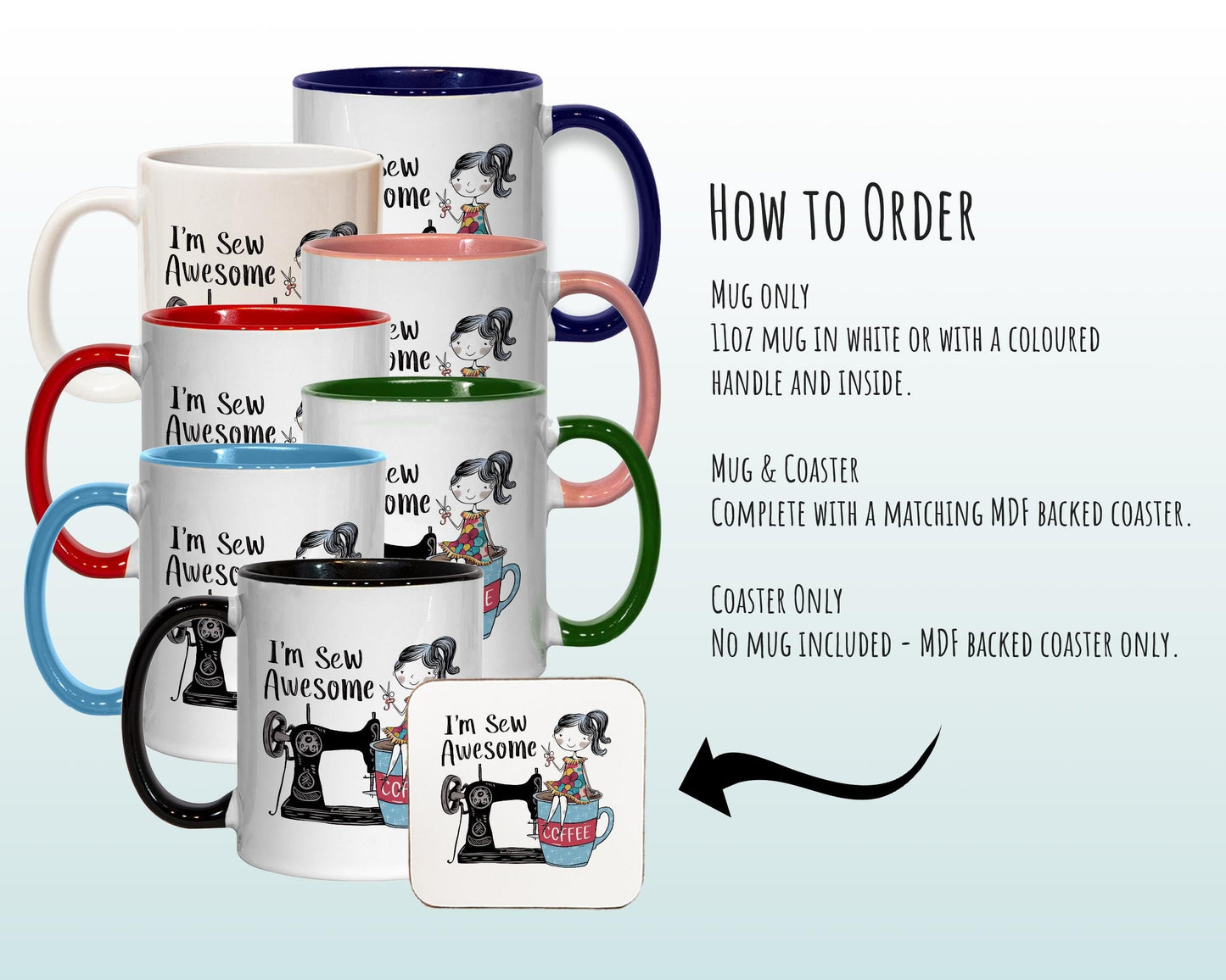 Sewing Gift Mug - Ceramic Coffee Tea Hot Chocolate Mug Gift for Sewing Lovers - Sew Awesome Design Secret Santa Gift Idea for Her MG0921