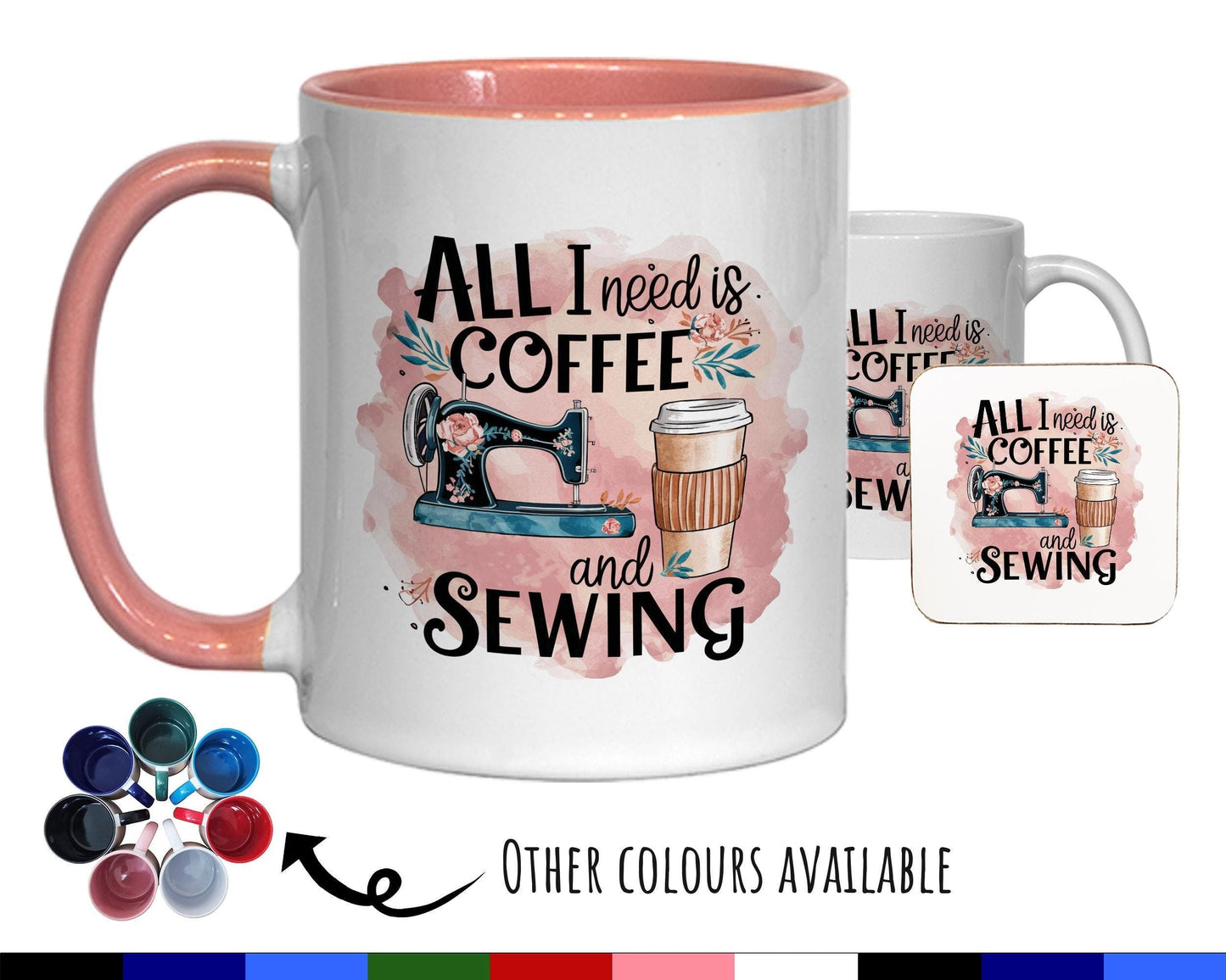 Sewing Gift Mug - Ceramic Coffee Tea Hot Chocolate Mug Gift for Sewing Lovers - Coffee & Sewing Design Secret Santa Gift Idea for Her MG0926