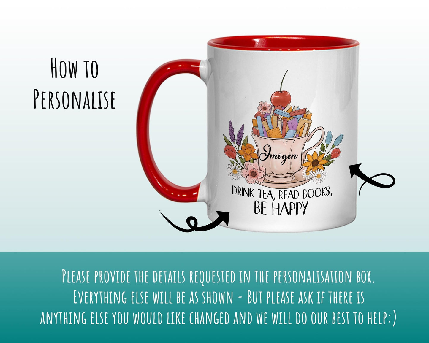 Personalised Gifts for Book Lovers Mug - Ceramic Coffee Tea Cup Mug Gift for Fans of Books and Reading - Secret Santa Gift for Her MG0929
