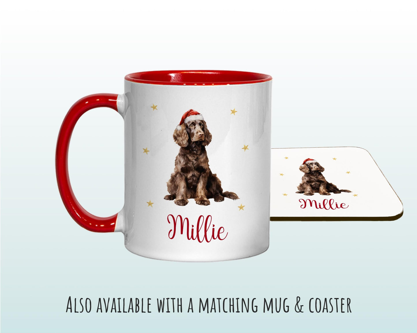 Personalised Spaniel Dog Large Christmas Sack - Red Drawstring Bag for Xmas Presents - Christmas Eve Bag Box Decoration for Dogs XS151