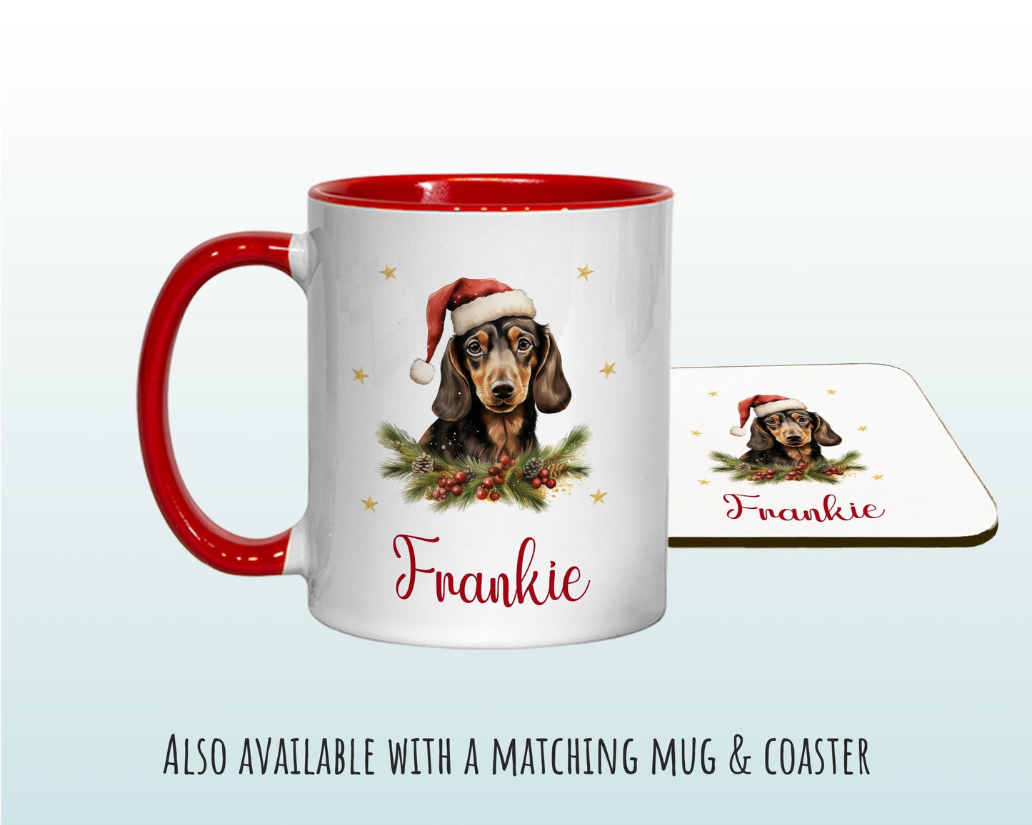 Personalised Dachshund Large Christmas Sack - Red Drawstring Bag for Xmas Presents - Christmas Eve Bag Box Decoration for Dogs XS090