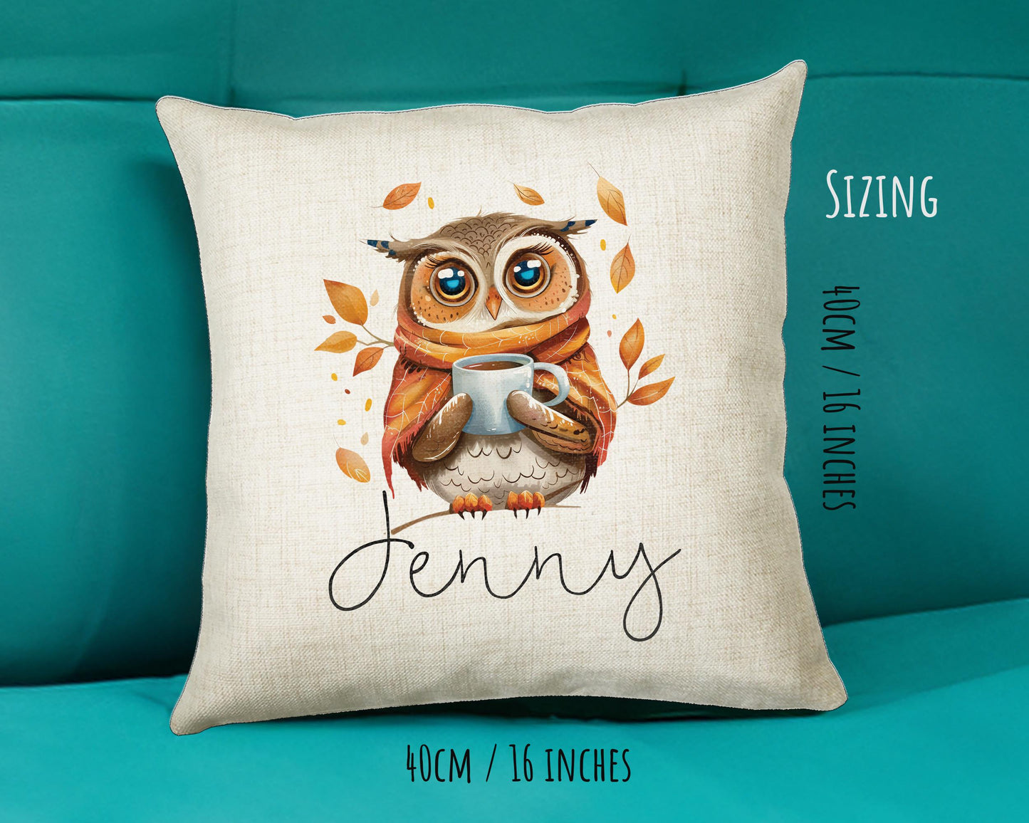 Personalised Owl Cushion Gift Printed Name Design - Cushion Throw Pillow for Him Her - Wild Birds of Prey Lover Gift Idea SMC012