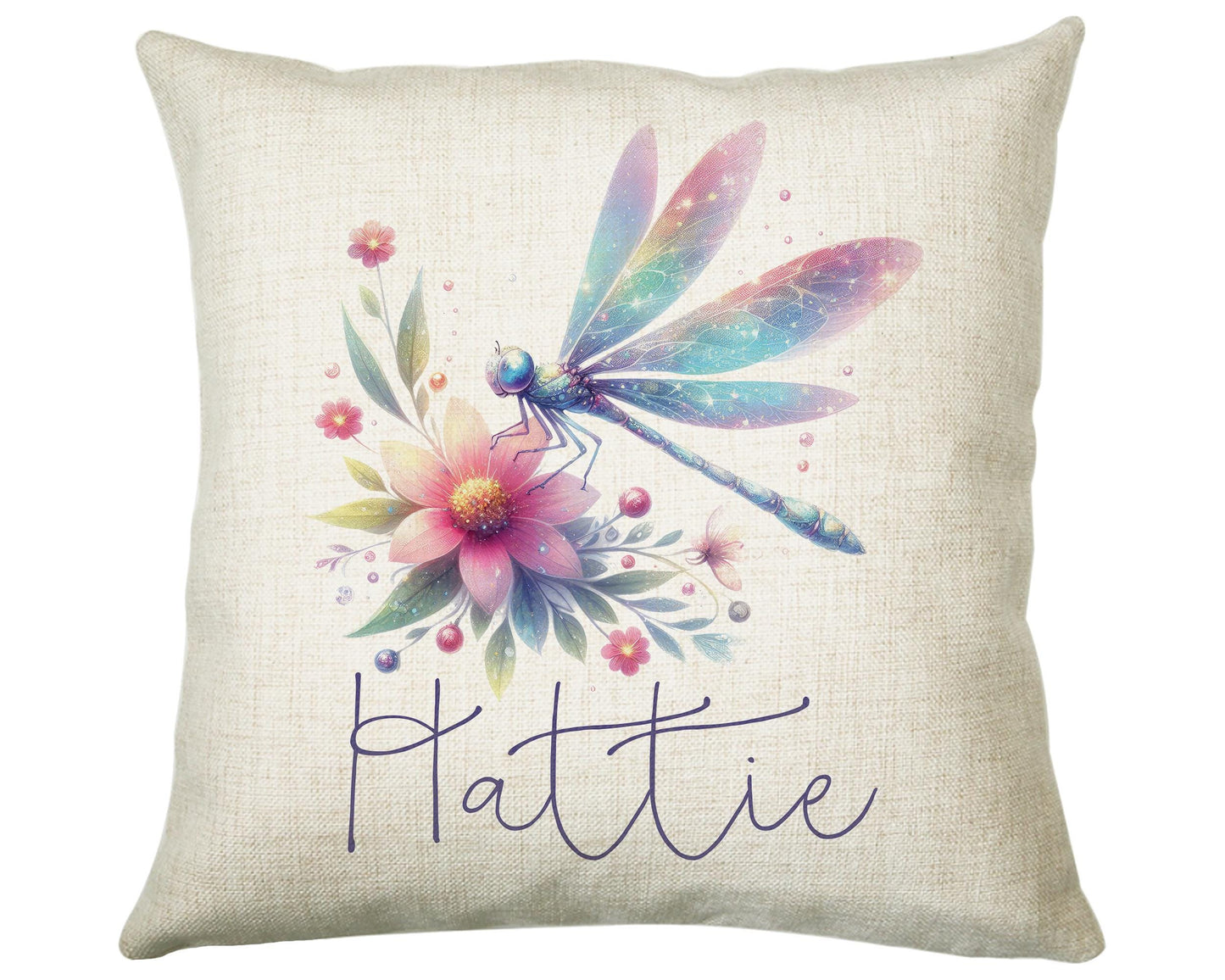 Personalised Dragonfly Gift Cushion Printed Name Design - Cushion Throw Pillow for Him Her - Dragonfly Gift Idea for Nature Lover SMC036