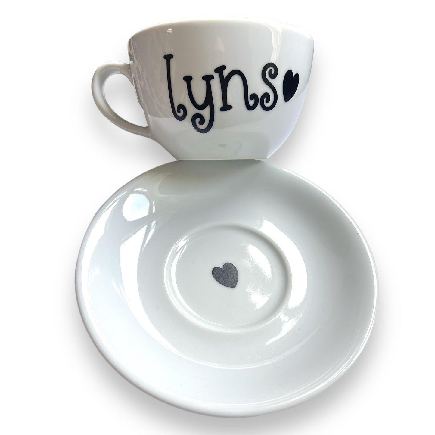 Personalised Heart Cappuccino Cup & Saucer