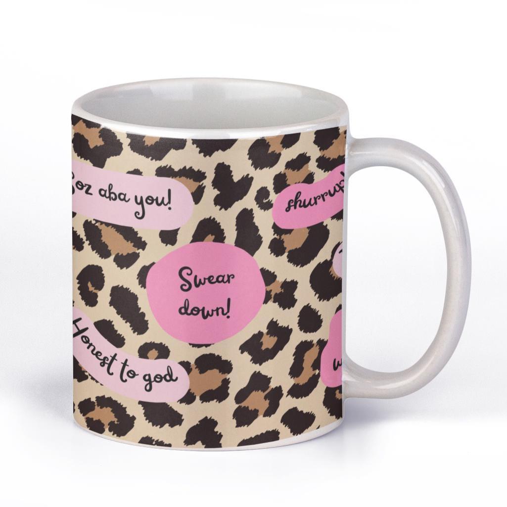 Scouse Bird Sayings Leopard Print Mug