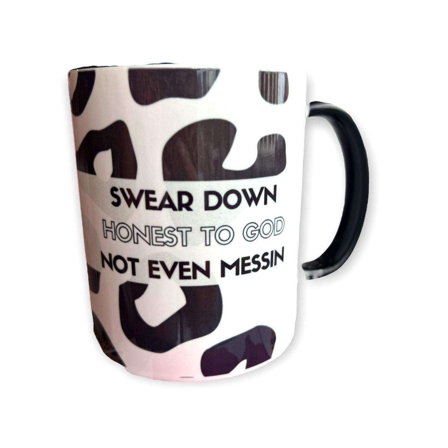 Swear Down, Honest To God, Not Even Messin Leopard Print Neon Mug