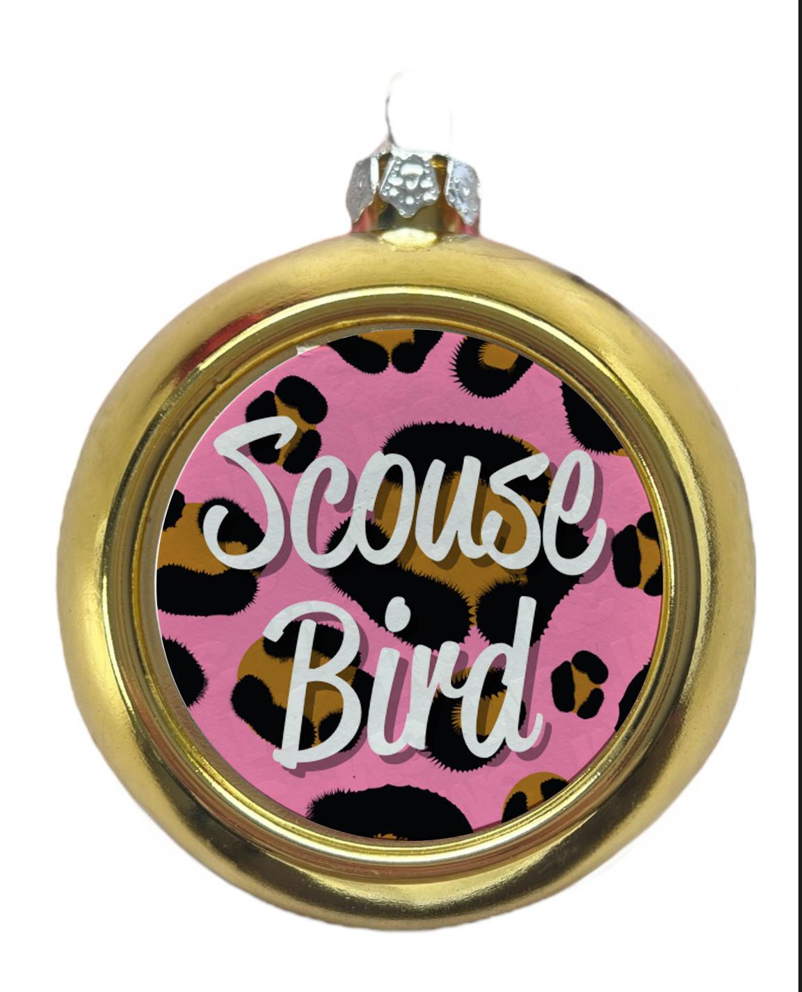 Scouse Bird Leopard Print Christmas Tree Bauble