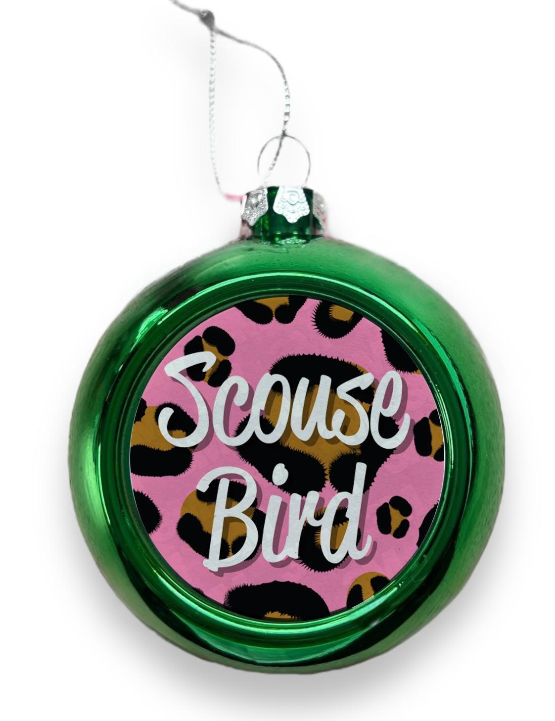 Scouse Bird Leopard Print Christmas Tree Bauble