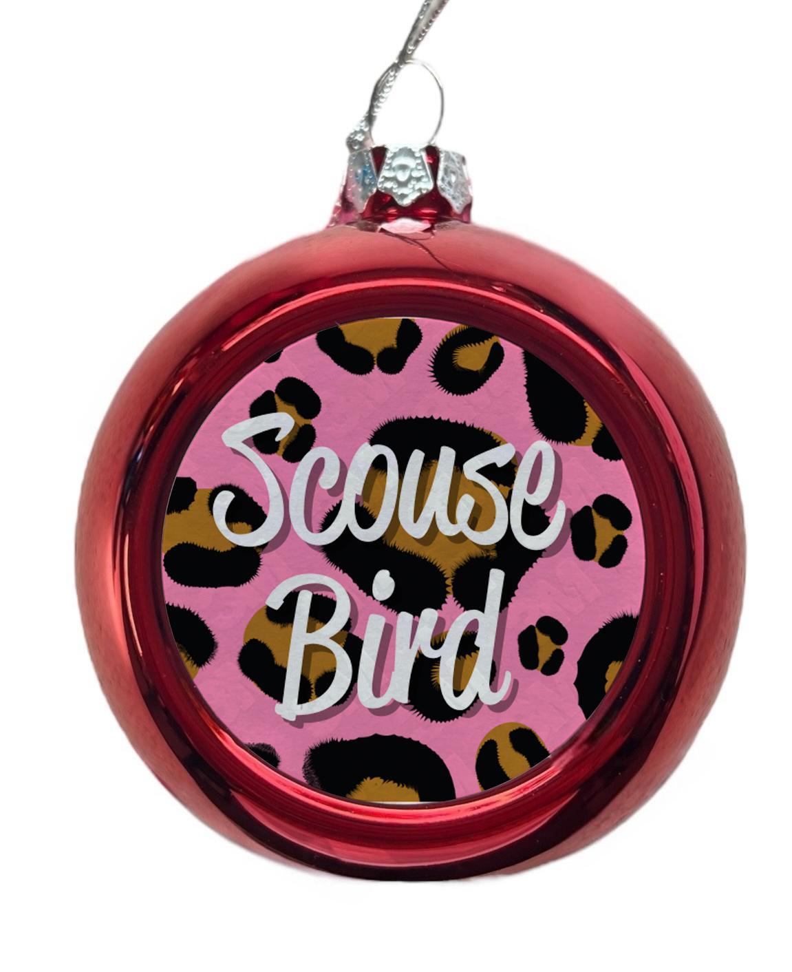 Scouse Bird Leopard Print Christmas Tree Bauble