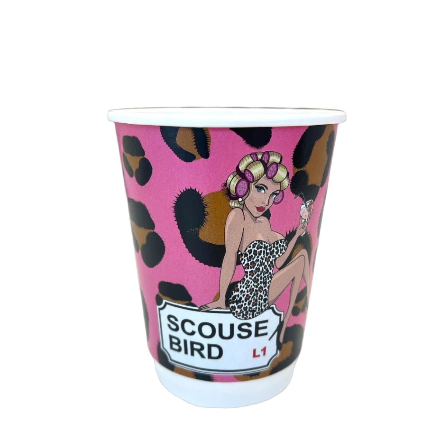 Scouse Bird Disposable Hot Drink Leopard Print Cup - Pack Of 5