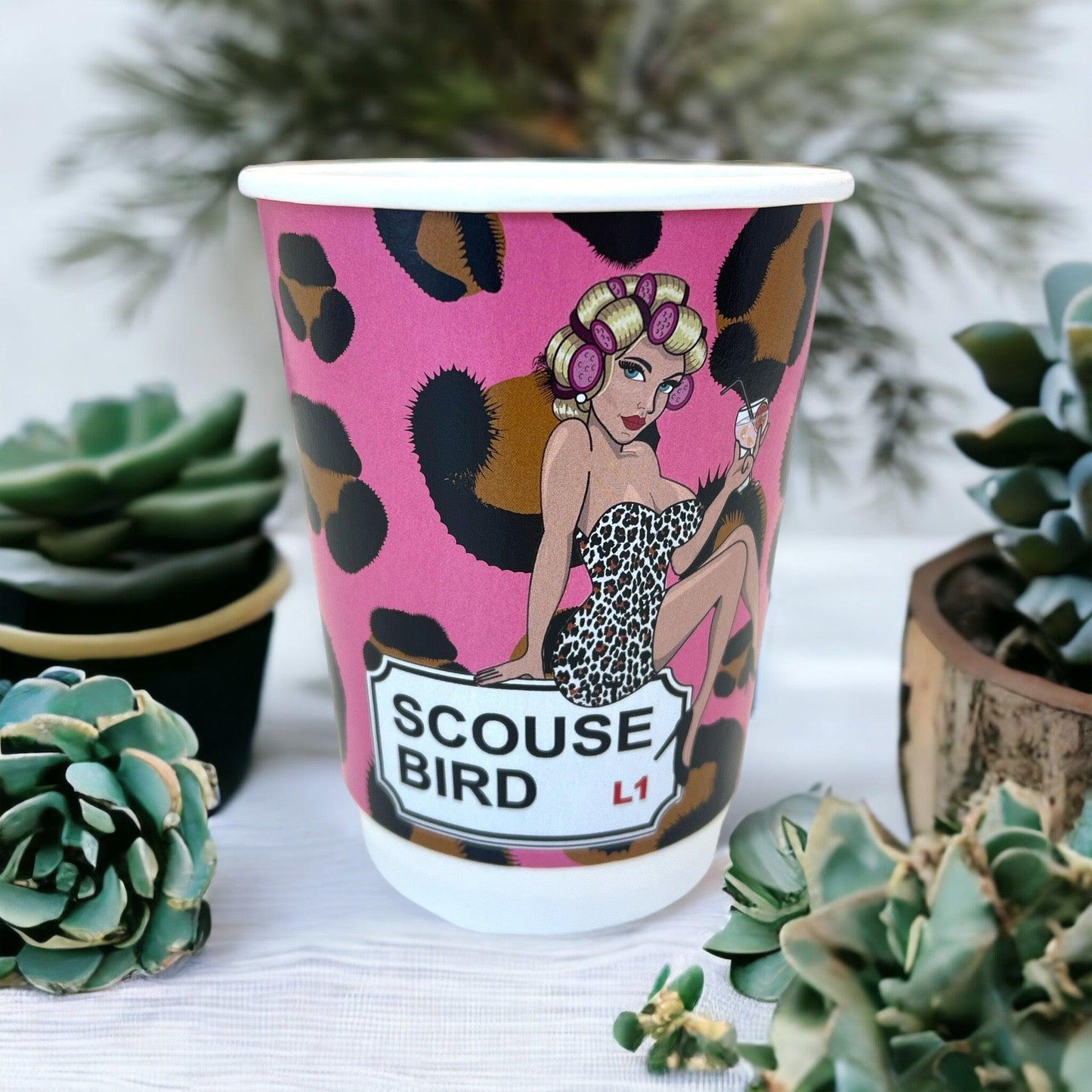 Scouse Bird Disposable Hot Drink Leopard Print Cup - Pack Of 5