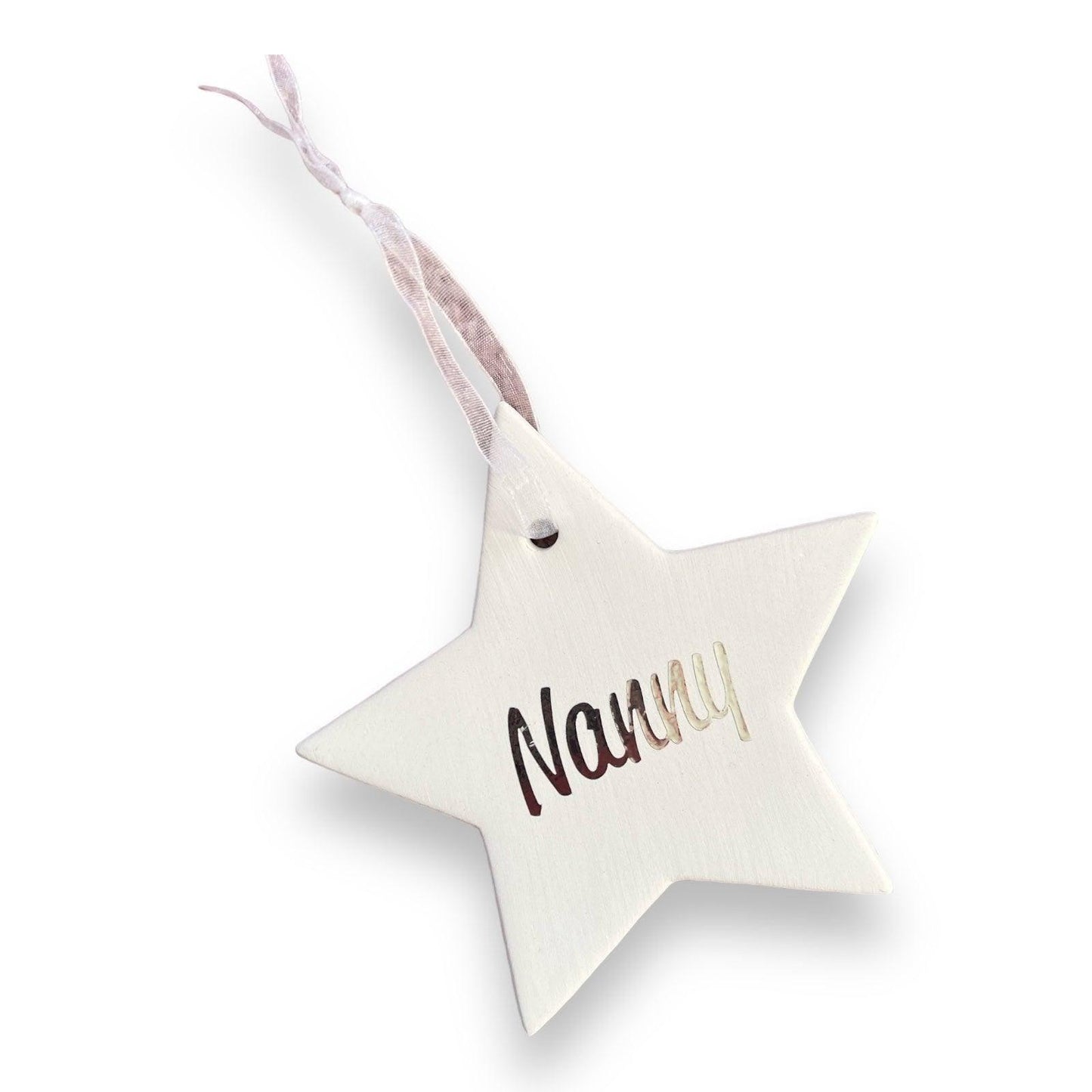 Personalised Name Ceramic Star Hanging Decoration