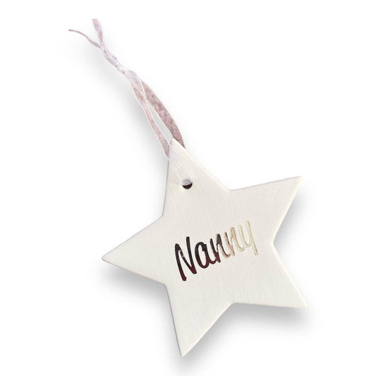 Personalised Name Ceramic Star Hanging Decoration