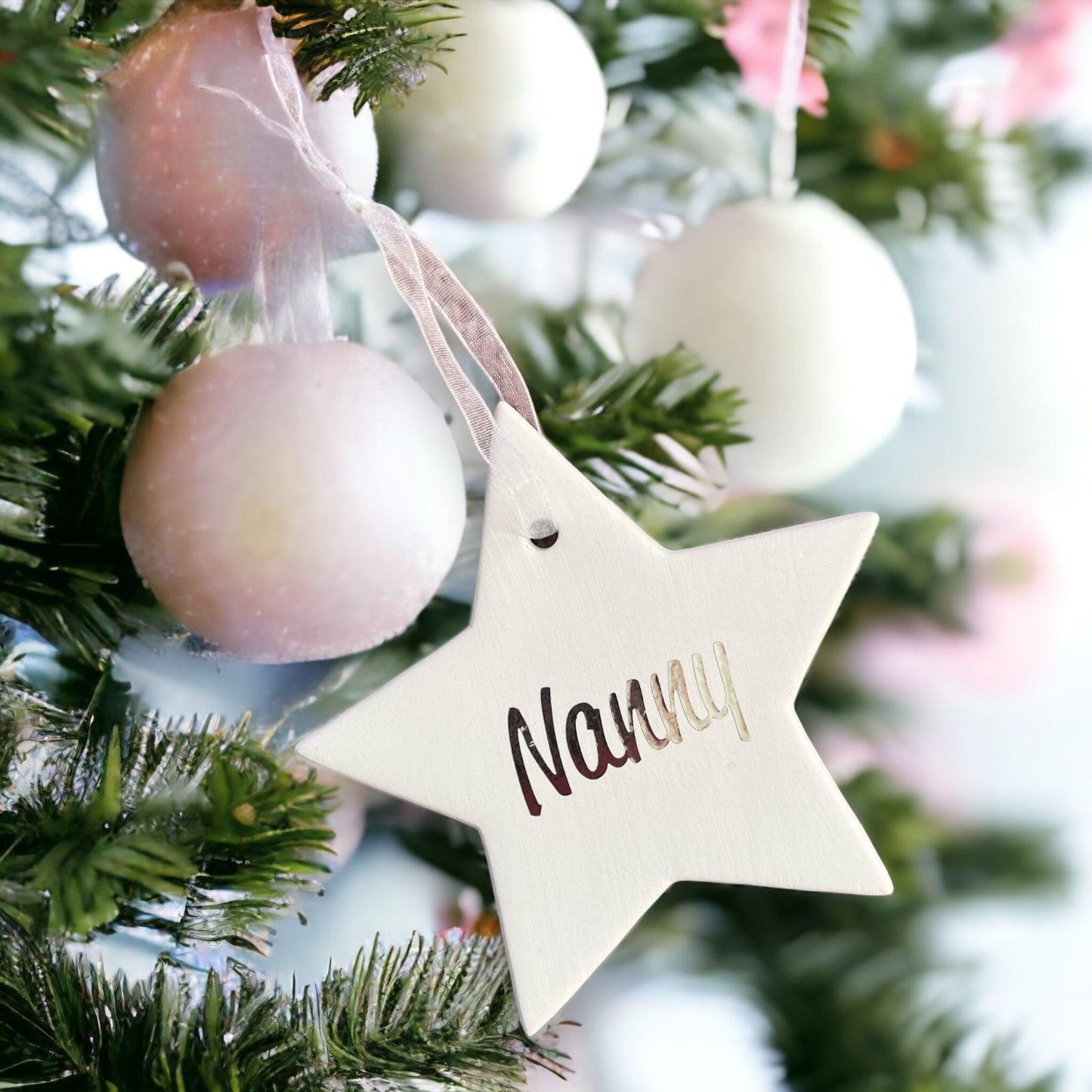 Personalised Name Ceramic Star Hanging Decoration