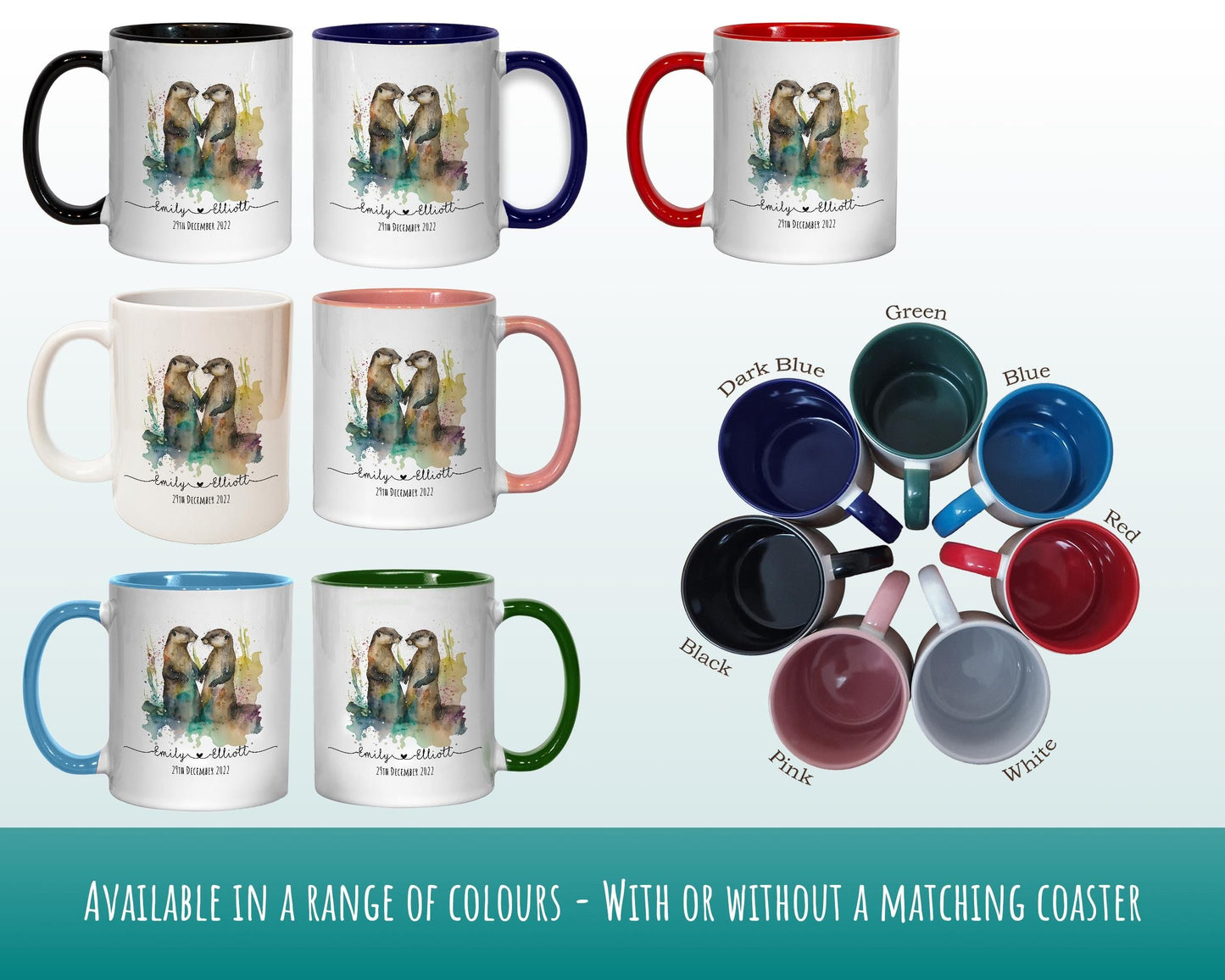 Personalised Otter Valentines Day Gift for Boyfriend Husband - Custom Wedding Anniversary Coffee Mug for Couples - 11oz Ceramic SV0028