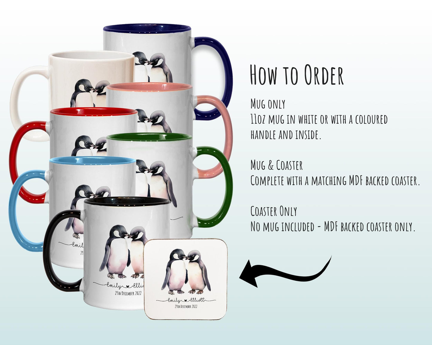 Personalised Penguin Valentines Day Gift for Boyfriend Husband - Custom Wedding Anniversary Coffee Mug for Couples - 11oz Ceramic SV0027