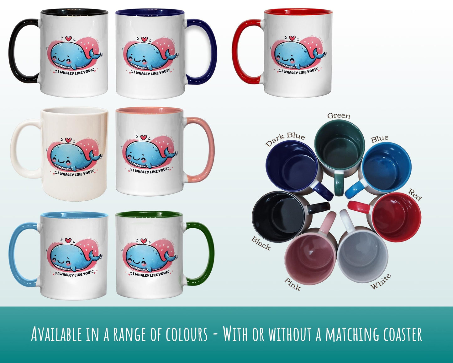 Kawaii Whale Valentines Day Gift for Boyfriend Husband - Custom Wedding Anniversary Coffee Mug for Couples - 11oz Ceramic SV0026