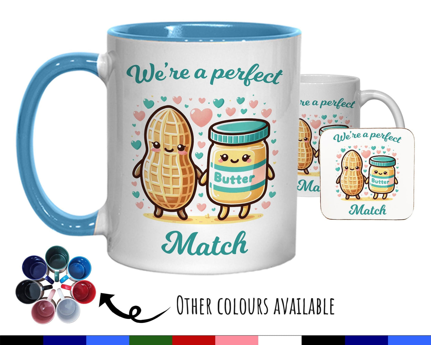 Kawaii Peanut & Butter Valentines Day Gift for Boyfriend Husband - Perfect Match Custom Wedding Anniversary 11oz Coffee Mug for Couple SV009
