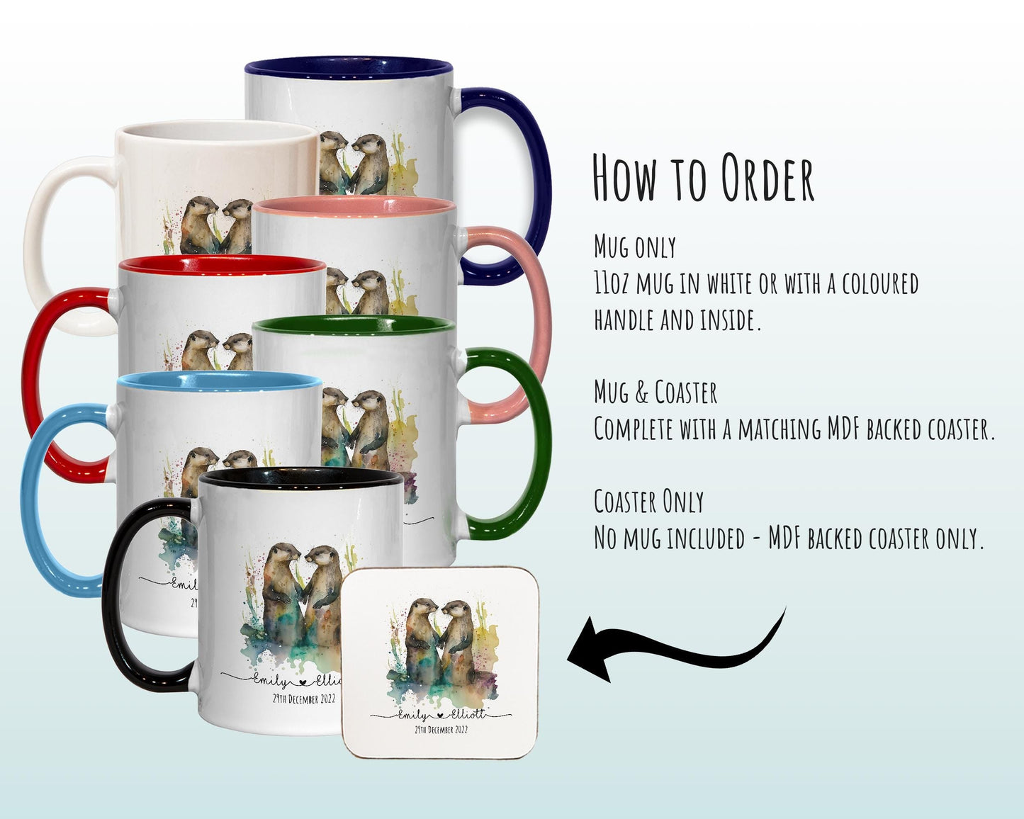 Personalised Otter Valentines Day Gift for Boyfriend Husband - Custom Wedding Anniversary Coffee Mug for Couples - 11oz Ceramic SV0028