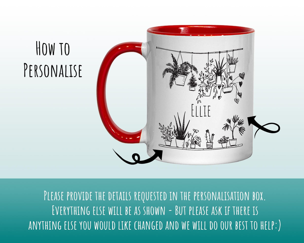 Personalised Plant Lovers Mug Gift - Great Gifts for Plant Care Enthusiasts Gardening Gifts - Hand Drawn Plants Design Mug & Coaster MGZ396
