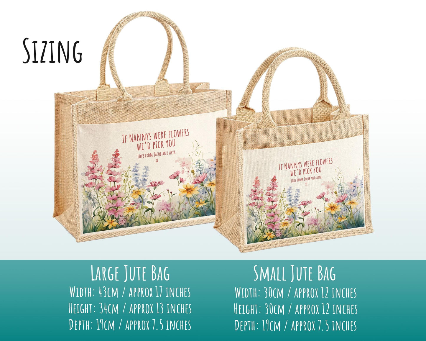 Nanny Gift Personalised Jute Bag - If Nannys Were Flowers Tote Bag Gift for Grandma Nan - Custom Shopping Market Bag - Nans Birthday BT004
