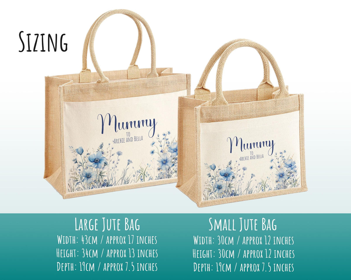 Mummy Gift Personalised Jute Bag -  Mothers Day Gift Floral Tote Bag Gift for Mum Mama - Custom Shopping Market Bag - Mummy Bag BT002