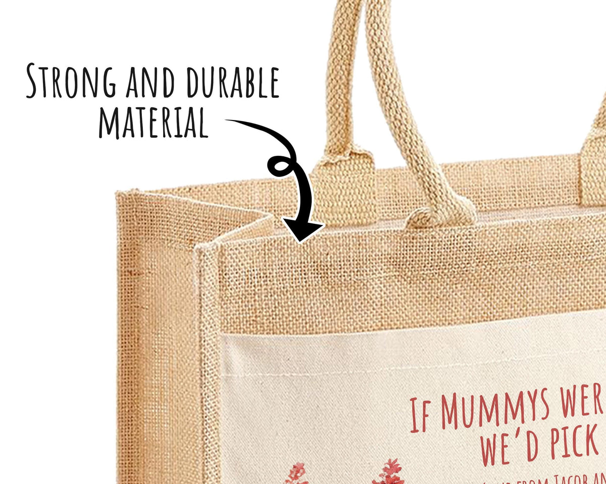 Mummy Gift Personalised Jute Bag -  Mothers Day Gift Floral Tote Bag Gift for Mum Mama - Custom Shopping Market Bag - Mummy Bag BT004