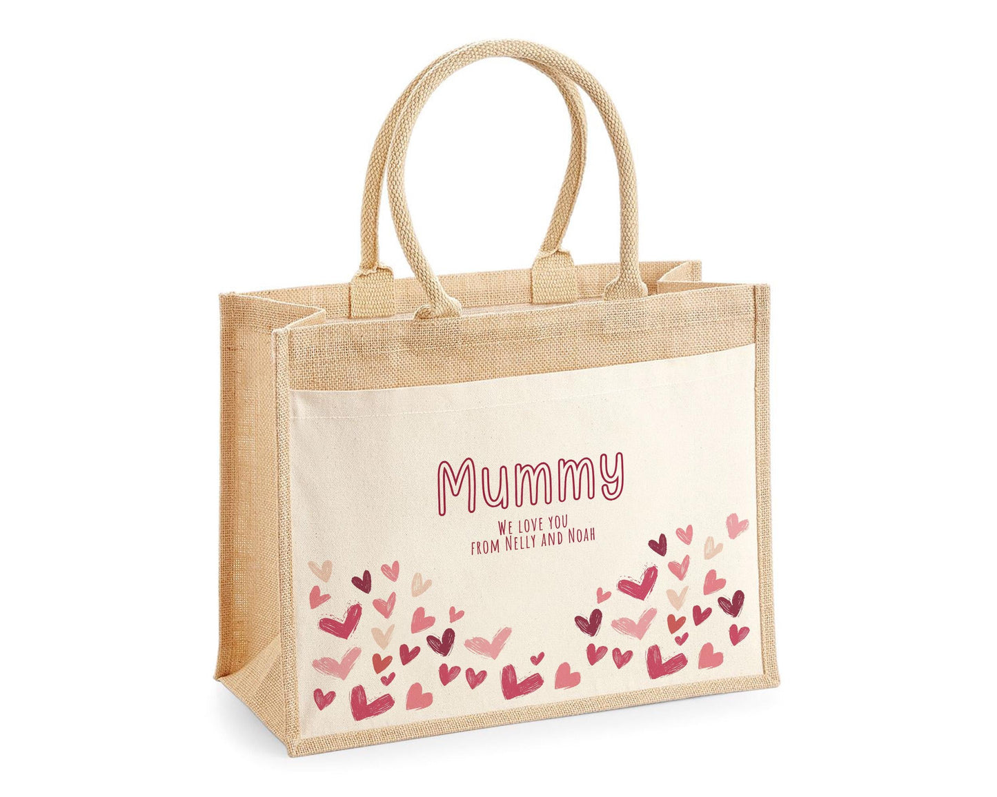 Mummy Gift Personalised Jute Bag -  Mothers Day Gift Floral Tote Bag Gift for Mum Mama - Custom Shopping Market Bag - Mummy Bag BT009