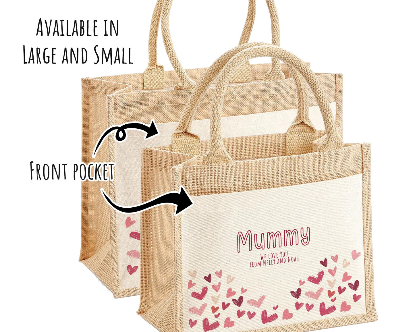 Mummy Gift Personalised Jute Bag -  Mothers Day Gift Floral Tote Bag Gift for Mum Mama - Custom Shopping Market Bag - Mummy Bag BT009