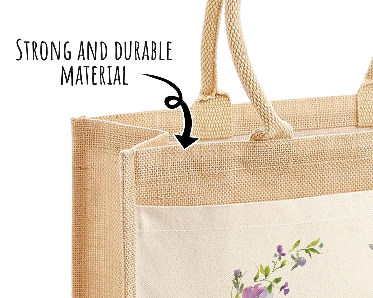 Mummy Gift Personalised Jute Bag -  Mothers Day Gift Floral Tote Bag Gift for Mum Mama - Custom Shopping Market Bag - Mummy Bag BT006