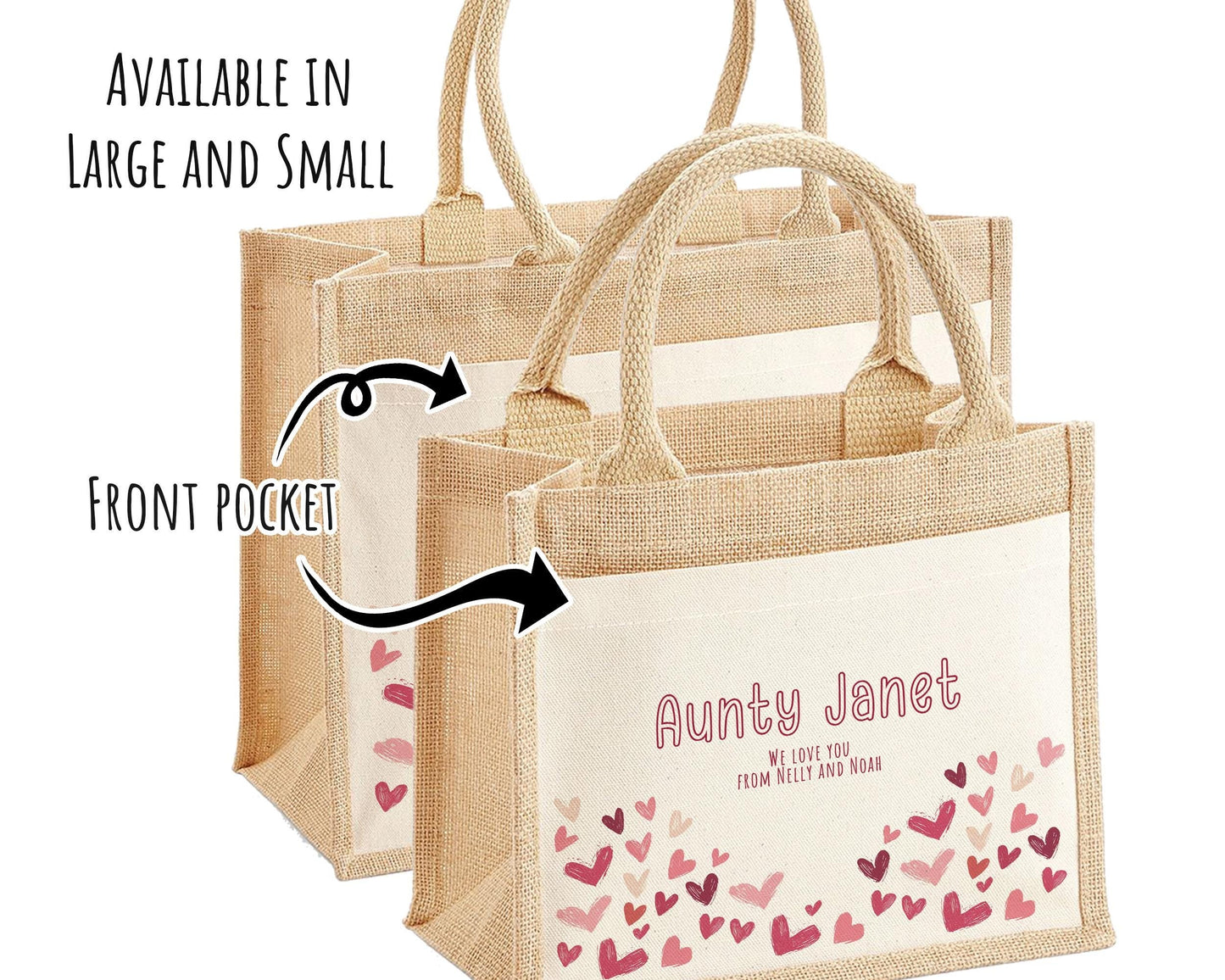 Aunty Gift Personalised Jute Bag - Auntie Birthday Gift Floral Tote Bag Gift for Her Family Friend - Custom Shopping Market Tote Bag BT009