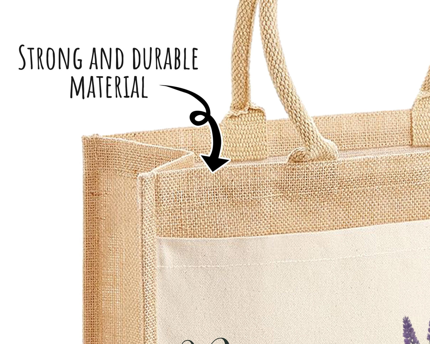 Nanny Gift Personalised Jute Bag - Garden Plants Tote Bag Design Gift for Grandma Nan - Custom Shopping Market Bag for Nans Birthday BT010