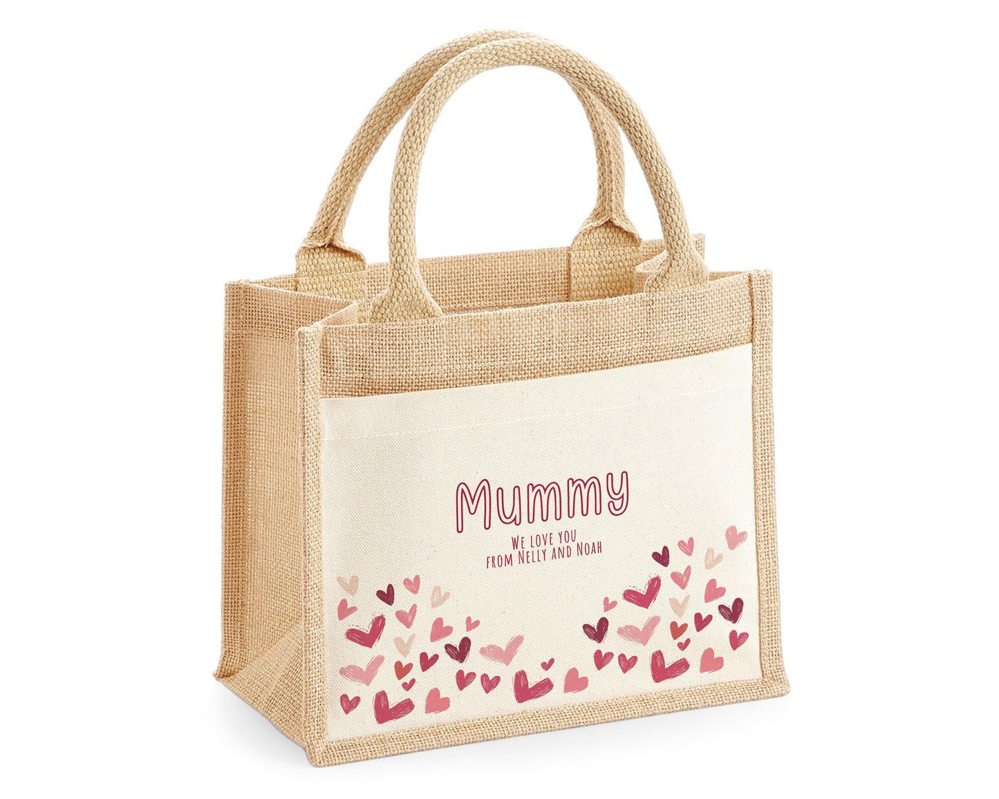 Mummy Gift Personalised Jute Bag -  Mothers Day Gift Floral Tote Bag Gift for Mum Mama - Custom Shopping Market Bag - Mummy Bag BT009