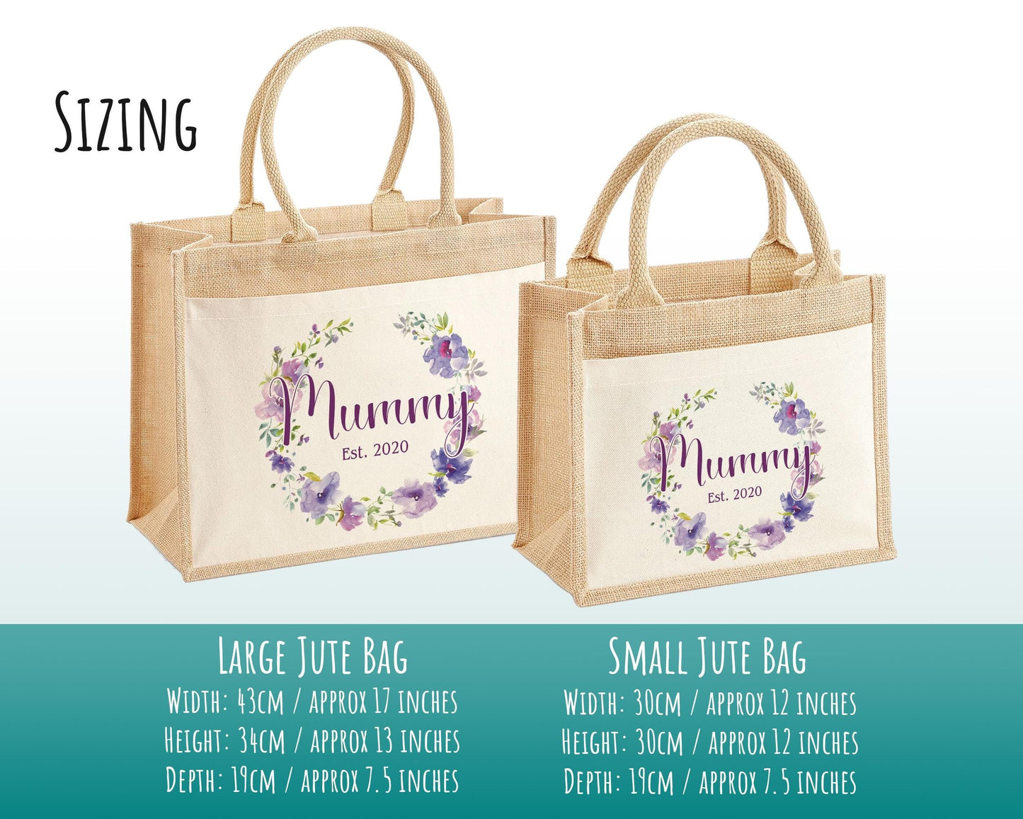 Mummy Gift Personalised Jute Bag -  Mothers Day Gift Floral Tote Bag Gift for Mum Mama - Custom Shopping Market Bag - Mummy Bag BT006