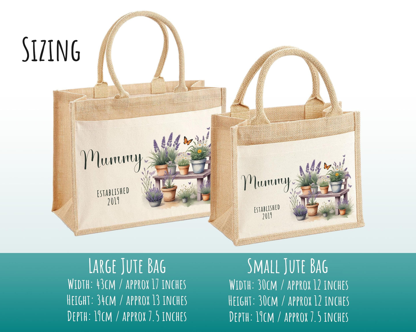 Mummy Gift Personalised Jute Bag -  Mothers Day Gift Floral Tote Bag Gift for Mum Mama - Custom Shopping Market Bag - Mummy Bag BT010