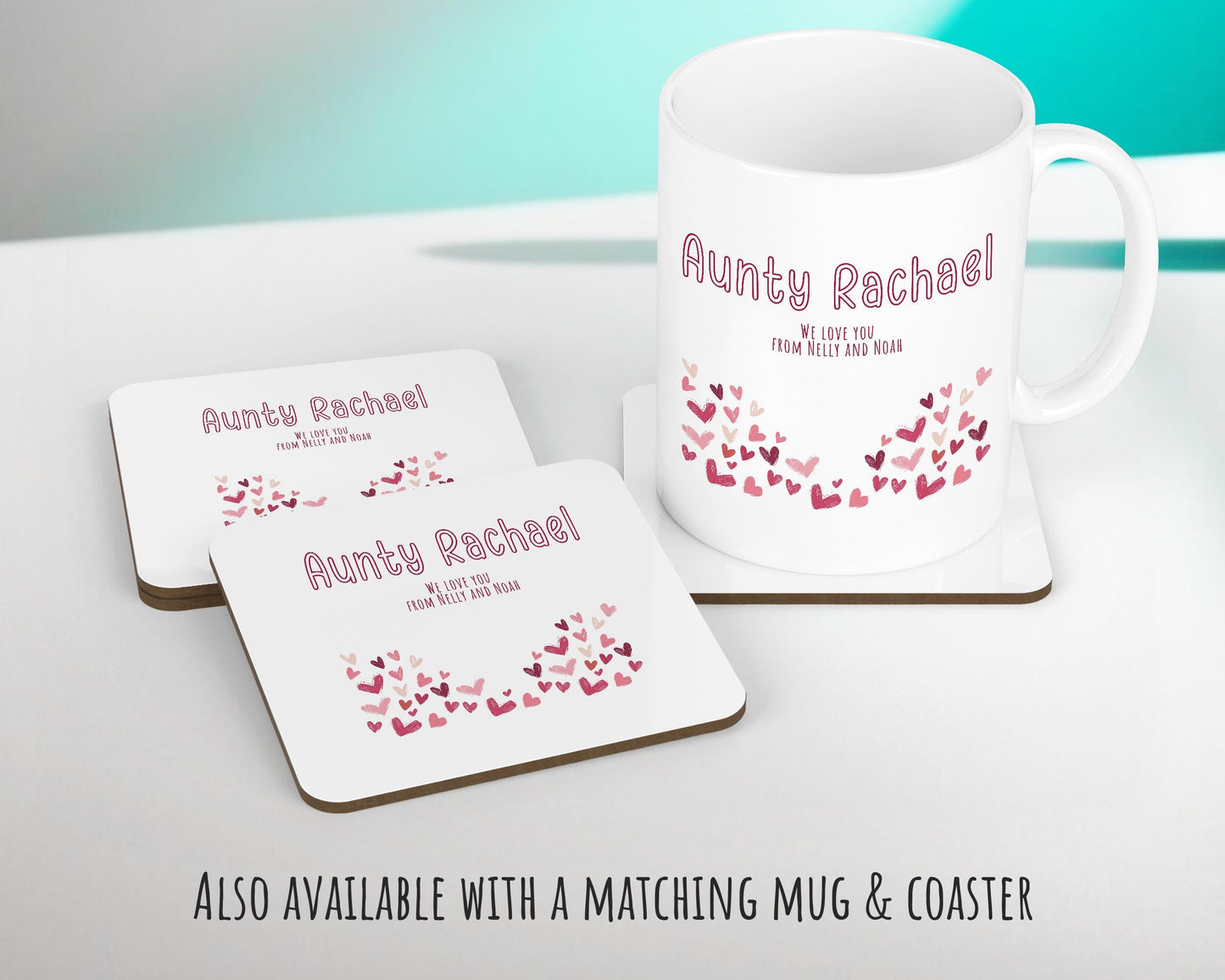 Aunty Gift Cushion - Personalised Scatter Cushion Pillow for Her Women - Love Heart Print Custom Name Friend Gift for Aunt Mothers Day BC009