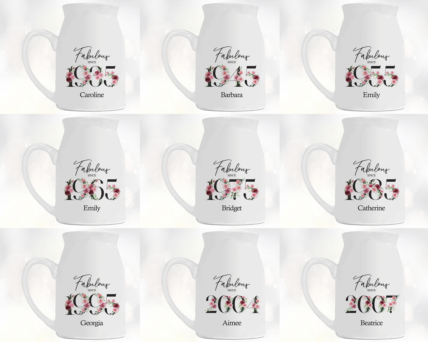 80th Birthday Gift for Women - Fabulous Since 1946 Small Personalised Flower Pot Vase 80 Gift for Her Ladies Floral Design Nan Gran BNC80