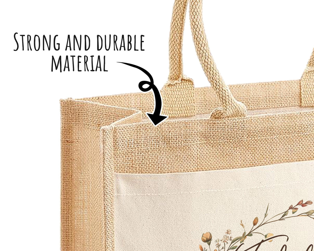 16th Birthday Gift For Her Personalised Jute Bag - Gift For Women Floral Tote Bag Gift - Sixteen 16 Fabulous Since 2010 Shopping Bag BNL16T