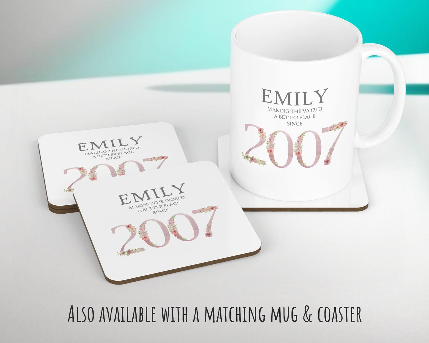 18th Birthday Gift for Women - Personalised 2007 Birthday Cushion Age 18 Gift for Her Ladies Floral Design Daughter Sister Eighteen BNM18C