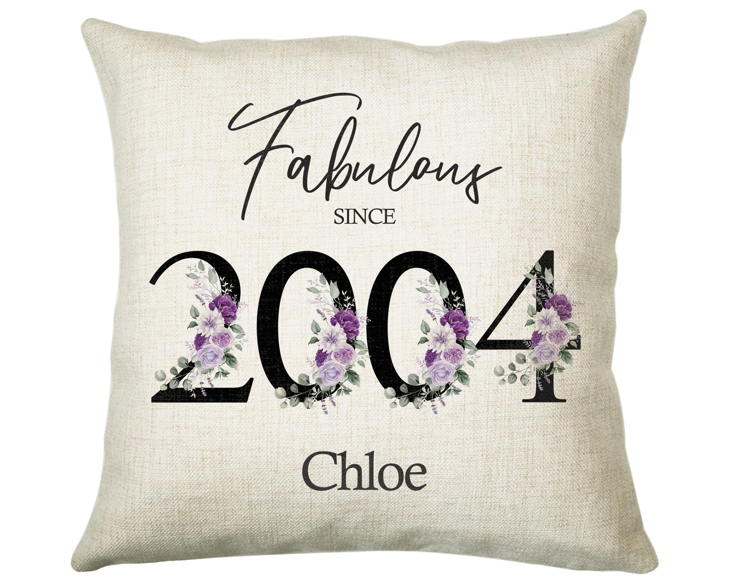 21st Birthday Gift for Women - Personalised 2004 Birthday Cushion Age 21 Gift for Her Lady Floral Design Daughter Sister Twenty One BNP21C