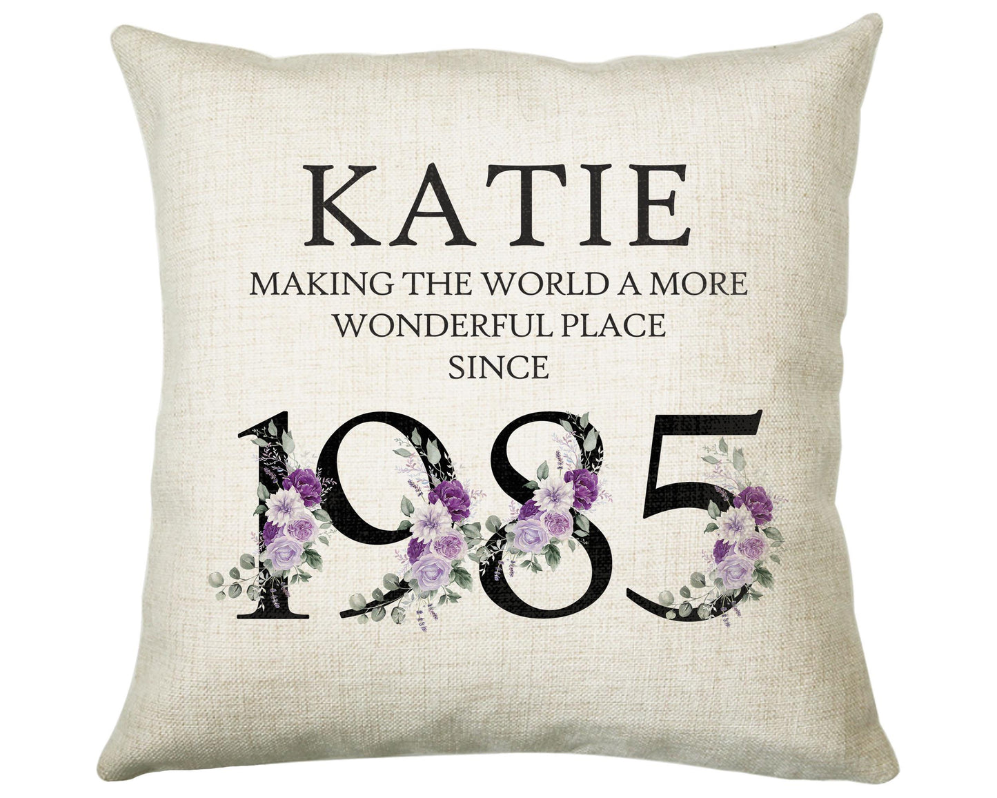 40th Birthday Gift for Women - Personalised 1985 Birthday Cushion Age 40 Gift for Her Ladies Floral Design Mum Daughter Sister Forty BNQ40C