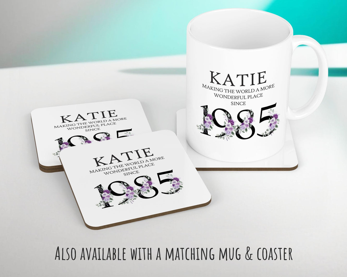 40th Birthday Gift for Women - Personalised 1985 Birthday Cushion Age 40 Gift for Her Ladies Floral Design Mum Daughter Sister Forty BNQ40C