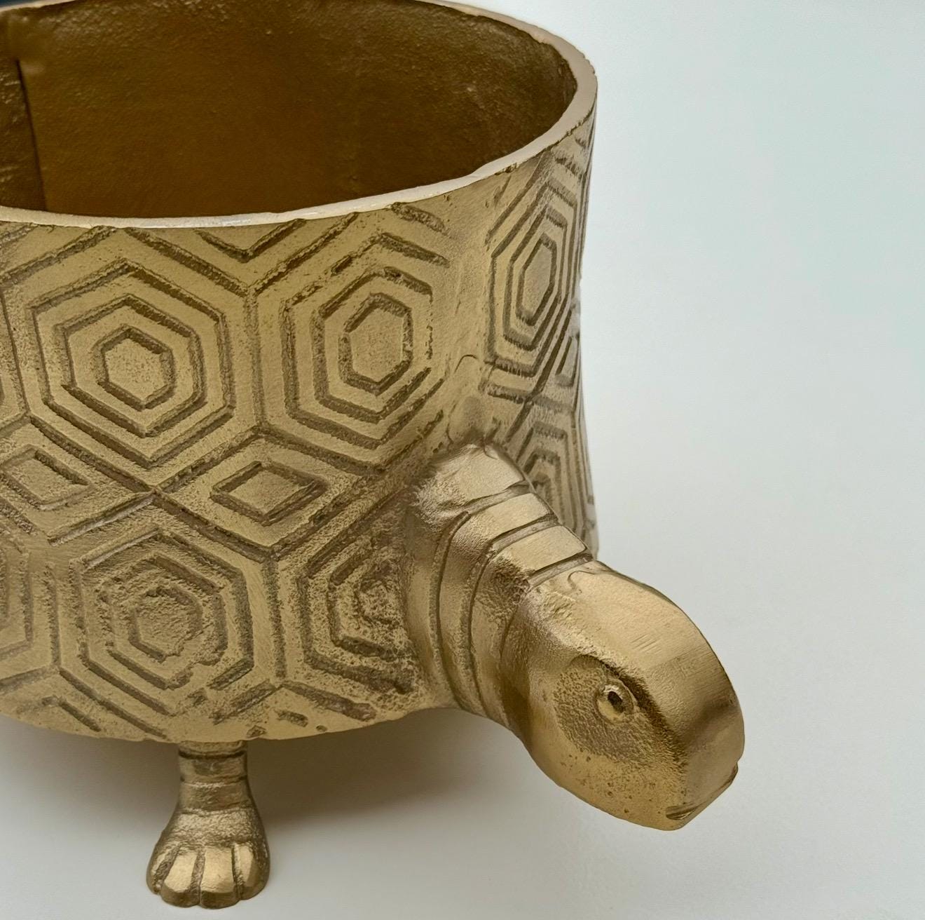 Turtoise Solid Cast Brass Metal Planter Pot - Succulents & Plants
