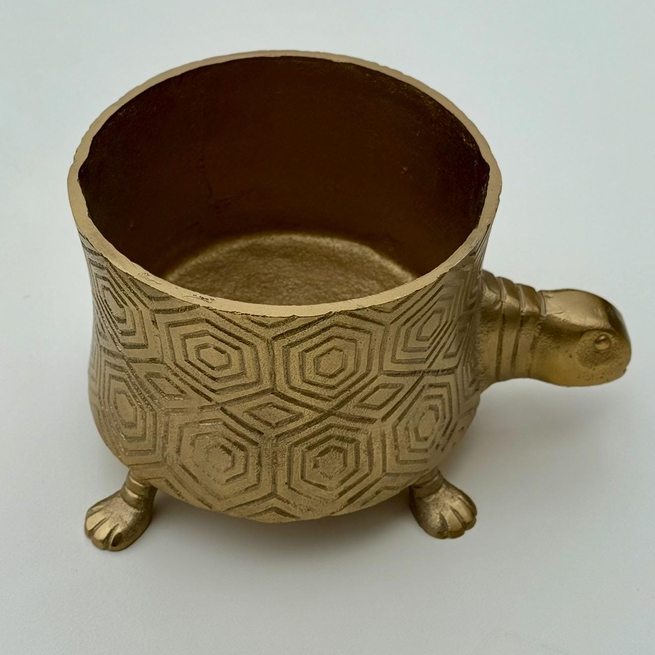 Turtoise Solid Cast Brass Metal Planter Pot - Succulents & Plants