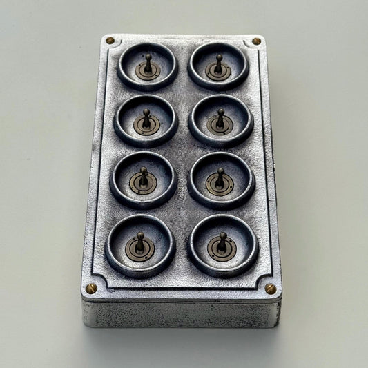 8 Gang 2 Way Solid Cast Metal Conduit Toggle Light Switch Industrial