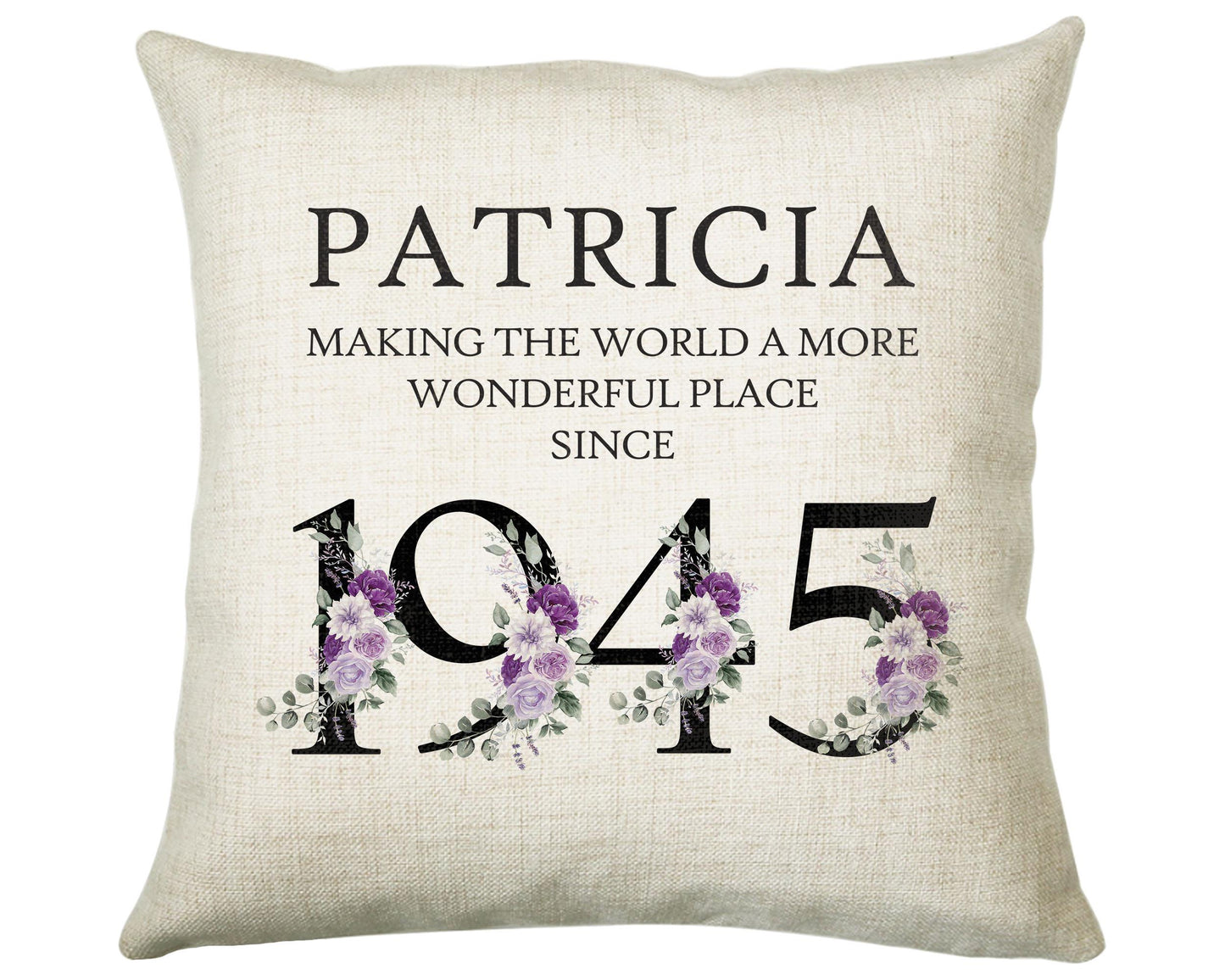 80th Birthday Gift for Women - Personalised 1945 Birthday Cushion Age 80 Gift for Her - Ladies Floral Age Design Mum Nan Gran Eighty BNQ80C