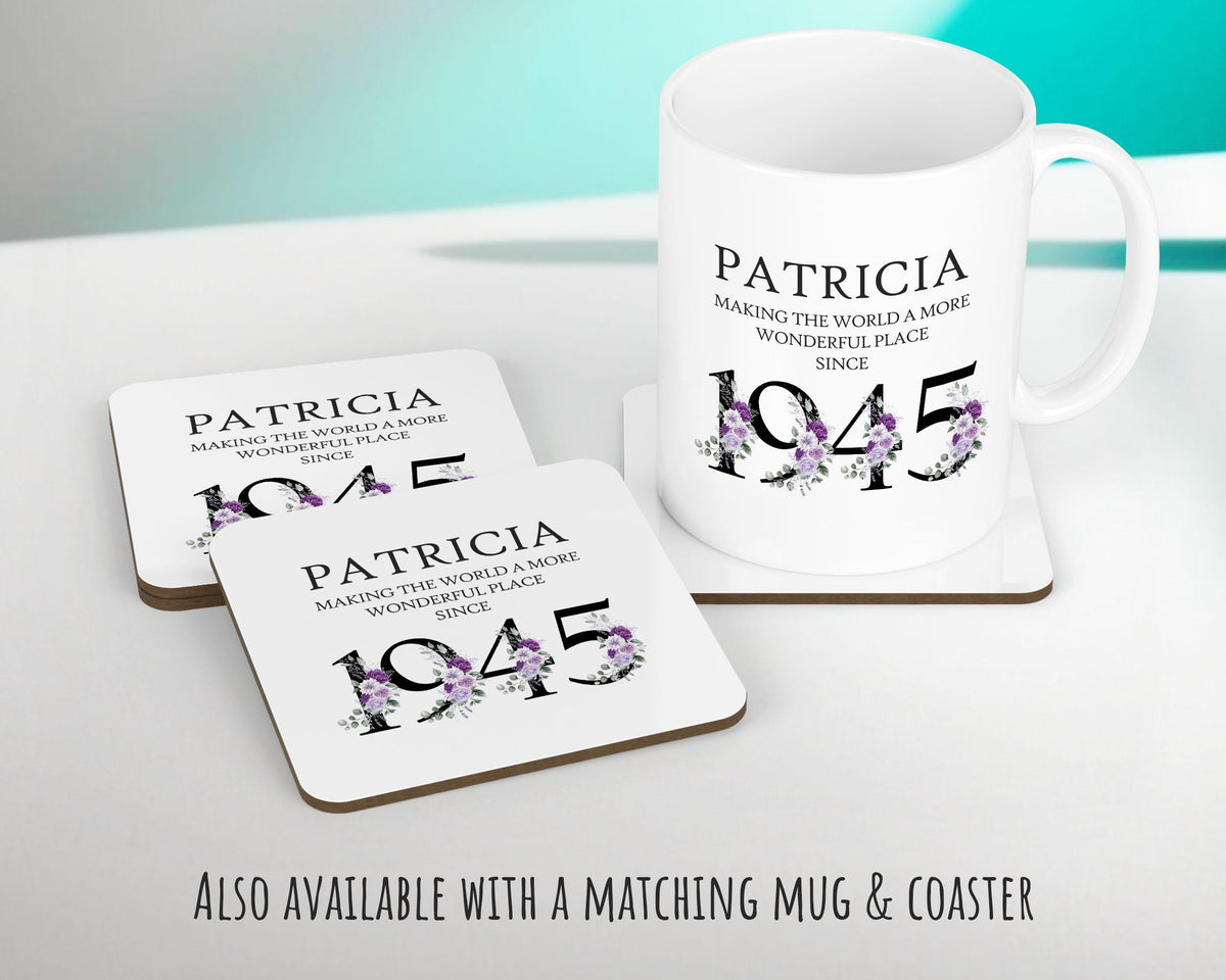 80th Birthday Gift for Women - Personalised 1945 Birthday Cushion Age 80 Gift for Her - Ladies Floral Age Design Mum Nan Gran Eighty BNQ80C