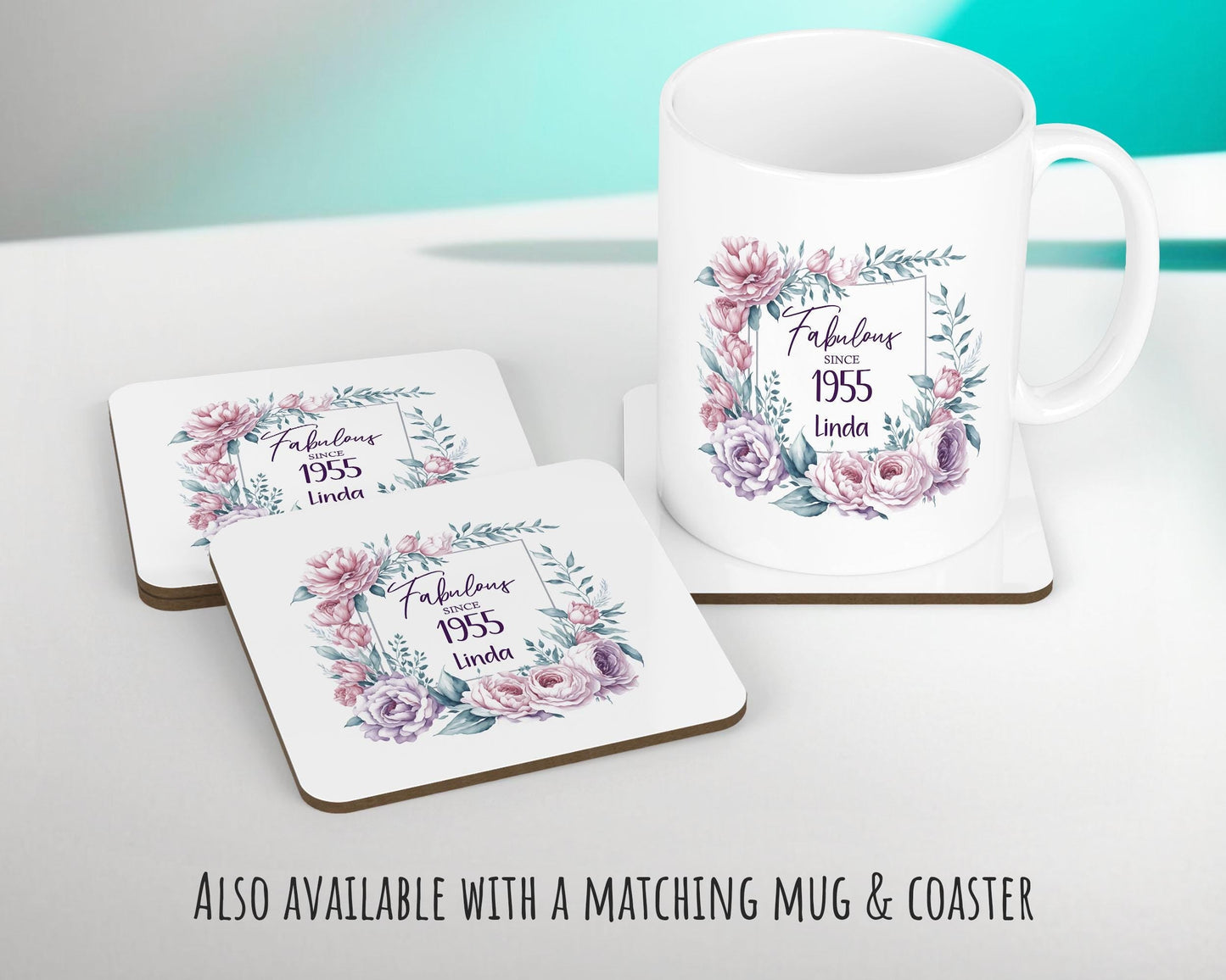 70th Birthday Gift for Women - Personalised 1955 Birthday Cushion Age 70 Gift for Her - Ladies Floral Design Mum Nan Gran Seventy BNR70C