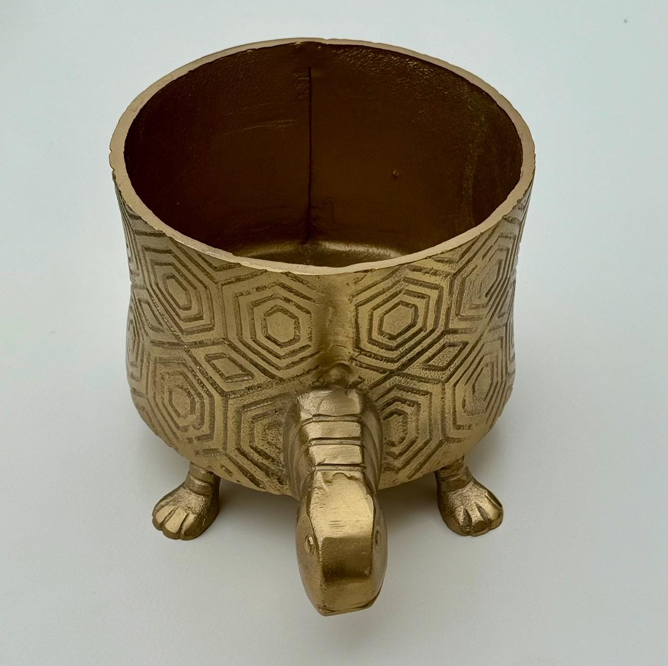 Turtoise Solid Cast Brass Metal Planter Pot - Succulents & Plants